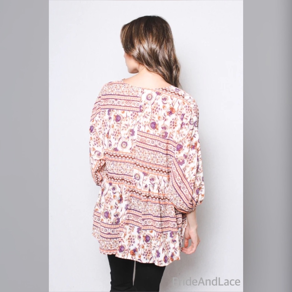 🆕 Half Sleeve Tied Neck Woven Chiffon Top - Picture 4 of 5
